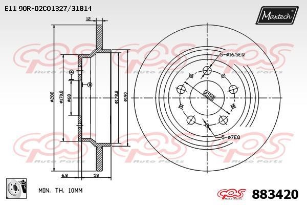 MaxTech 883420.0080 Rear brake disc, non-ventilated 8834200080: Buy near me in Poland at 2407.PL - Good price!