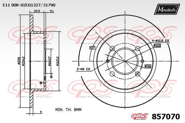 MaxTech 857070.0000 Rear brake disc, non-ventilated 8570700000: Buy near me in Poland at 2407.PL - Good price!