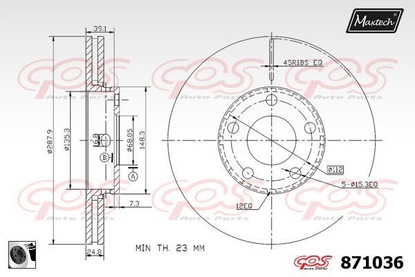 MaxTech 871036.0060 Innenbelüftete Bremsscheibe vorne 8710360060: Kaufen Sie zu einem guten Preis in Polen bei 2407.PL!