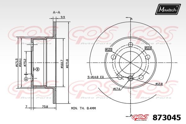 MaxTech 873045.0000 Rear brake disc, non-ventilated 8730450000: Buy near me in Poland at 2407.PL - Good price!