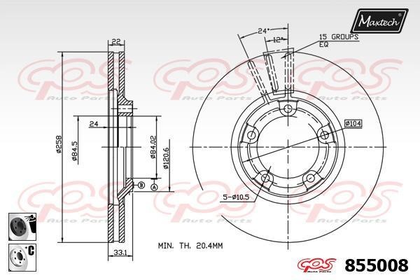 MaxTech 855008.6060 Wentylowana przednia tarcza hamulcowa 8550086060: Dobra cena w Polsce na 2407.PL - Kup Teraz!