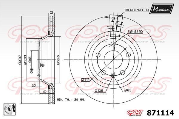 MaxTech 871114.0080 Диск гальмівний задній вентильований 8711140080: Приваблива ціна - Купити у Польщі на 2407.PL!