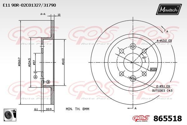 MaxTech 865518.0060 Диск гальмівний задній невентильований 8655180060: Приваблива ціна - Купити у Польщі на 2407.PL!