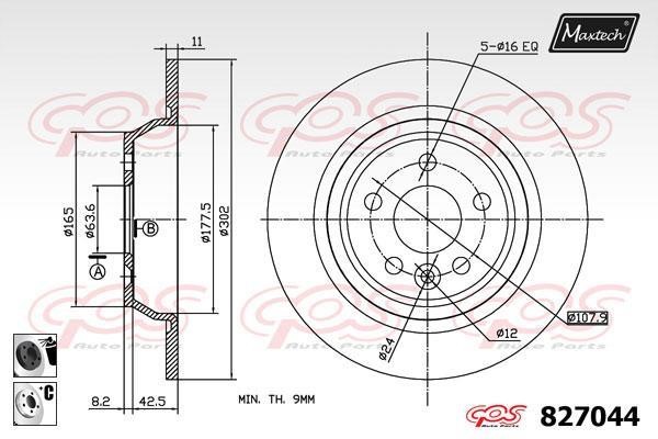 MaxTech 827044.6060 Rear brake disc, non-ventilated 8270446060: Buy near me in Poland at 2407.PL - Good price!