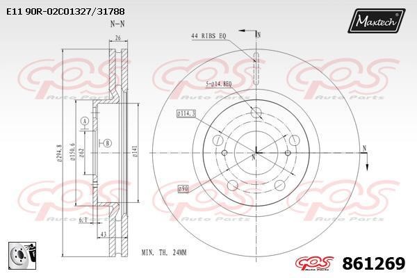 MaxTech 861269.0080 Тормозной диск передний вентилируемый 8612690080: Отличная цена - Купить в Польше на 2407.PL!