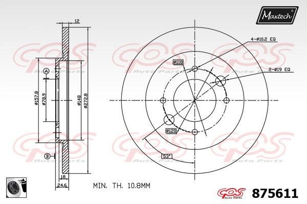 MaxTech 875611.0060 Rear brake disc, non-ventilated 8756110060: Buy near me in Poland at 2407.PL - Good price!