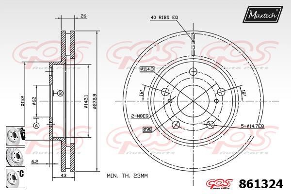 MaxTech 861324.6980 Тормозной диск передний вентилируемый 8613246980: Отличная цена - Купить в Польше на 2407.PL!