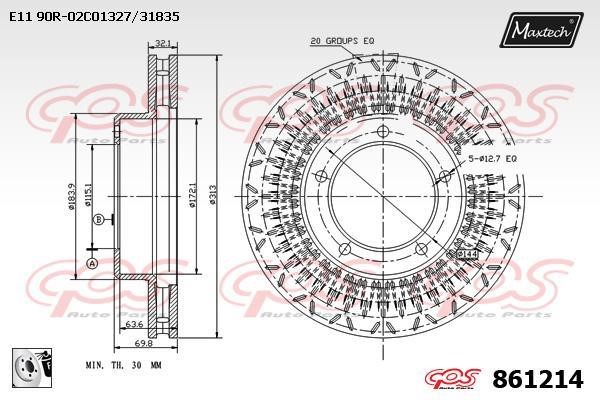 MaxTech 861214.0080 Innenbelüftete Bremsscheibe vorne 8612140080: Kaufen Sie zu einem guten Preis in Polen bei 2407.PL!