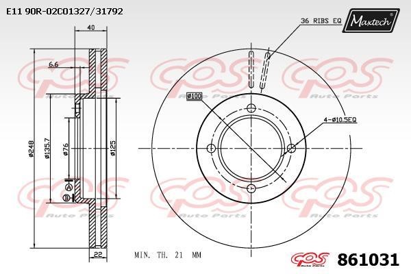 MaxTech 861031.0000 Front brake disc ventilated 8610310000: Buy near me in Poland at 2407.PL - Good price!