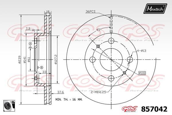 MaxTech 857042.0060 Диск гальмівний передній вентильований 8570420060: Приваблива ціна - Купити у Польщі на 2407.PL!