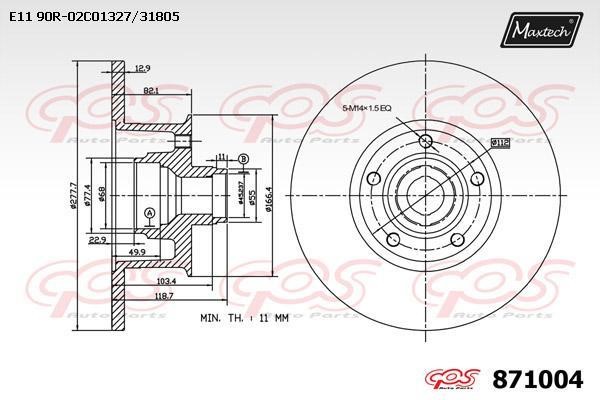 MaxTech 871004.0000 Unbelüftete Bremsscheibe vorne 8710040000: Kaufen Sie zu einem guten Preis in Polen bei 2407.PL!