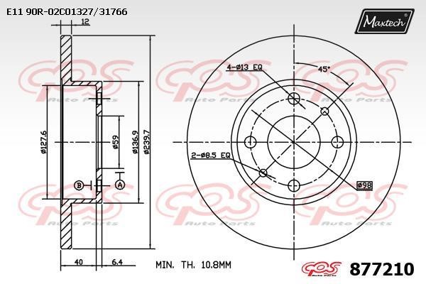 MaxTech 877210.0000 Тормозной диск передний невентилируемый 8772100000: Отличная цена - Купить в Польше на 2407.PL!