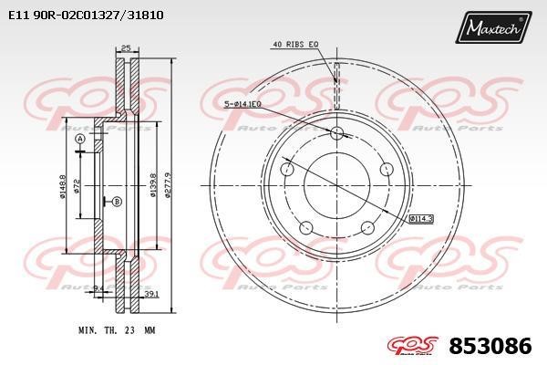 MaxTech 853086.0000 Front brake disc ventilated 8530860000: Buy near me in Poland at 2407.PL - Good price!