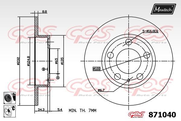 MaxTech 871040.6060 Rear brake disc, non-ventilated 8710406060: Buy near me in Poland at 2407.PL - Good price!