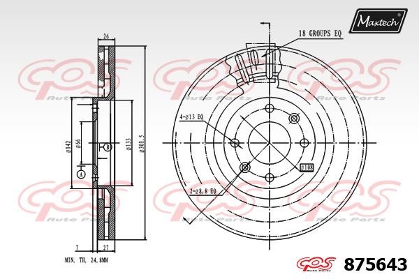 MaxTech 875643.0000 Front brake disc ventilated 8756430000: Buy near me in Poland at 2407.PL - Good price!