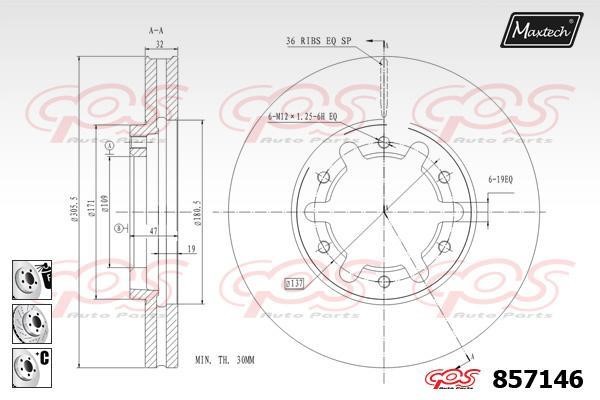 MaxTech 857146.6980 Диск гальмівний передній вентильований 8571466980: Приваблива ціна - Купити у Польщі на 2407.PL!