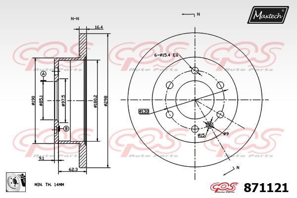 MaxTech 871121.0080 Rear brake disc, non-ventilated 8711210080: Buy near me in Poland at 2407.PL - Good price!