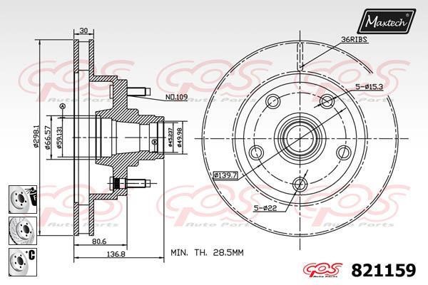 MaxTech 821159.6880 Innenbelüftete Bremsscheibe vorne 8211596880: Bestellen Sie in Polen zu einem guten Preis bei 2407.PL!