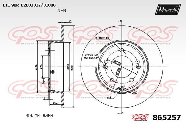MaxTech 865257.0000 Rear brake disc, non-ventilated 8652570000: Buy near me in Poland at 2407.PL - Good price!