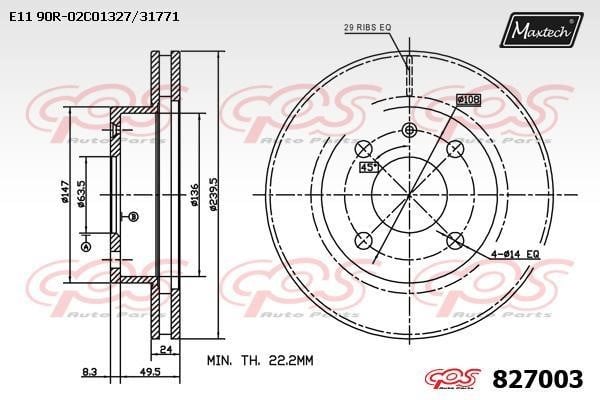 MaxTech 827003.0000 Диск гальмівний передній вентильований 8270030000: Приваблива ціна - Купити у Польщі на 2407.PL!