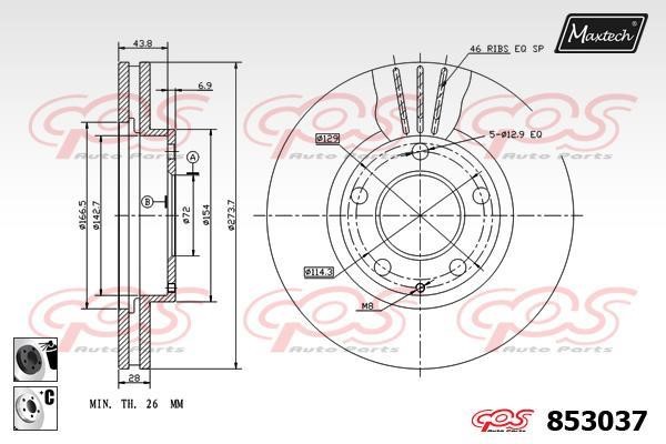 MaxTech 853037.6060 Innenbelüftete Bremsscheibe vorne 8530376060: Kaufen Sie zu einem guten Preis in Polen bei 2407.PL!