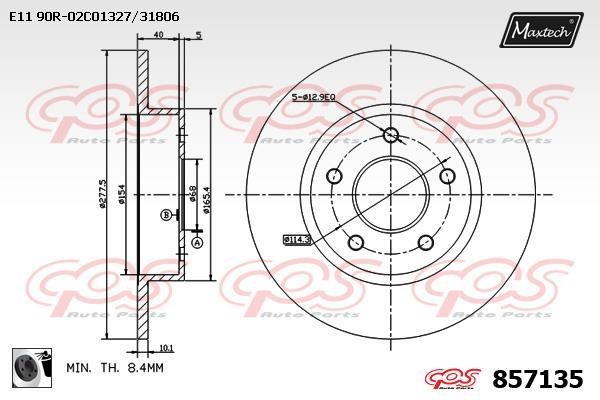 MaxTech 857135.0060 Rear brake disc, non-ventilated 8571350060: Buy near me in Poland at 2407.PL - Good price!
