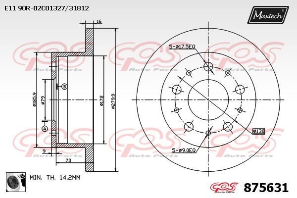 MaxTech 875631.0060 Rear brake disc, non-ventilated 8756310060: Buy near me in Poland at 2407.PL - Good price!