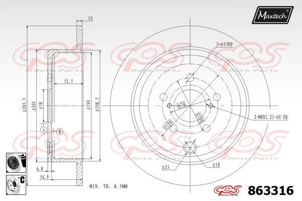 MaxTech 863316.6060 Tarcza hamulcowa tylna, niewentylowana 8633166060: Dobra cena w Polsce na 2407.PL - Kup Teraz!