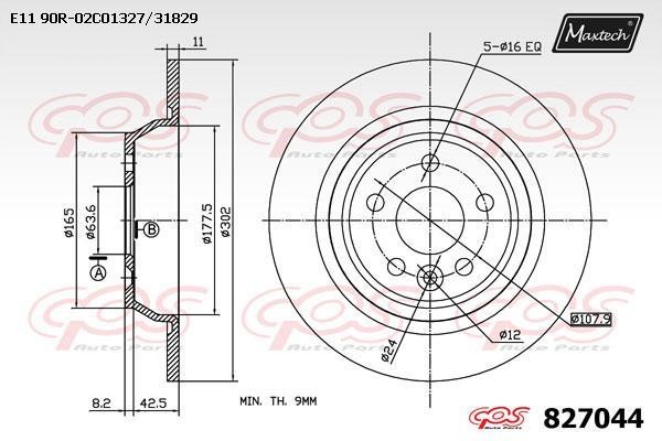 MaxTech 827044.0000 Rear brake disc, non-ventilated 8270440000: Buy near me in Poland at 2407.PL - Good price!