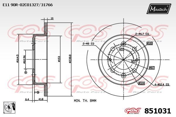 MaxTech 851031.0080 Rear brake disc, non-ventilated 8510310080: Buy near me in Poland at 2407.PL - Good price!