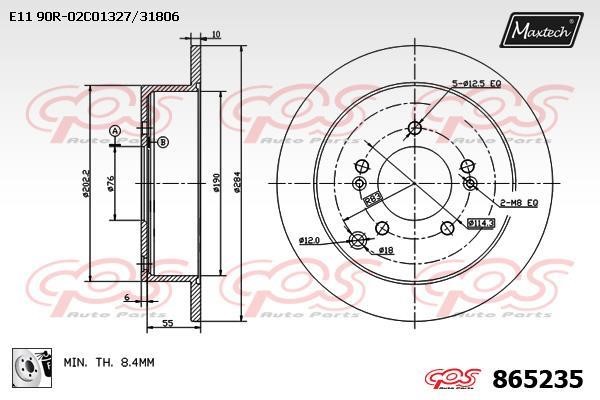 MaxTech 865235.0080 Rear brake disc, non-ventilated 8652350080: Buy near me in Poland at 2407.PL - Good price!
