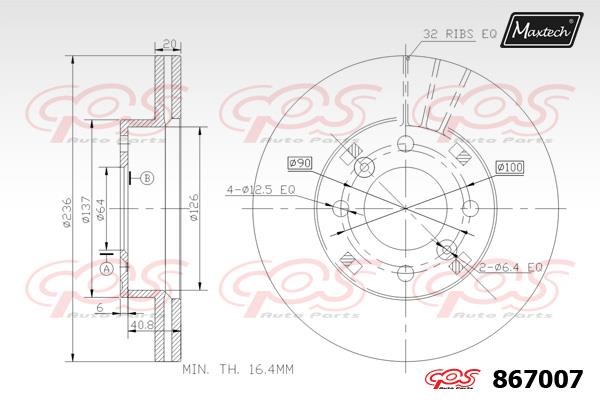 MaxTech 867007.0000 Front brake disc ventilated 8670070000: Buy near me in Poland at 2407.PL - Good price!