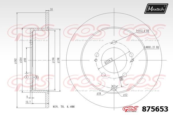 MaxTech 875653.0000 Rear brake disc, non-ventilated 8756530000: Buy near me in Poland at 2407.PL - Good price!