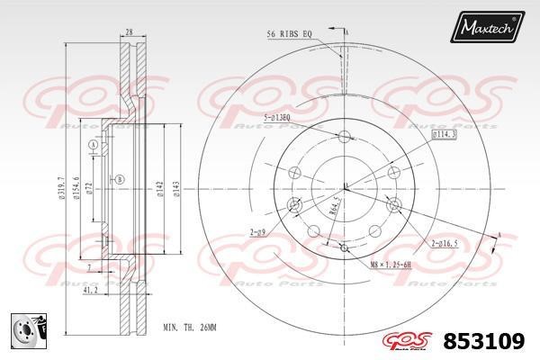 MaxTech 853109.0080 Диск гальмівний передній вентильований 8531090080: Купити у Польщі - Добра ціна на 2407.PL!