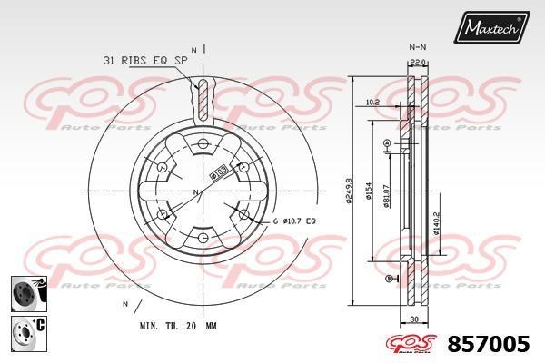 MaxTech 857005.6060 Wentylowana przednia tarcza hamulcowa 8570056060: Dobra cena w Polsce na 2407.PL - Kup Teraz!