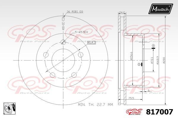 MaxTech 817007.A080 Диск гальмівний передній вентильований 817007A080: Купити у Польщі - Добра ціна на 2407.PL!