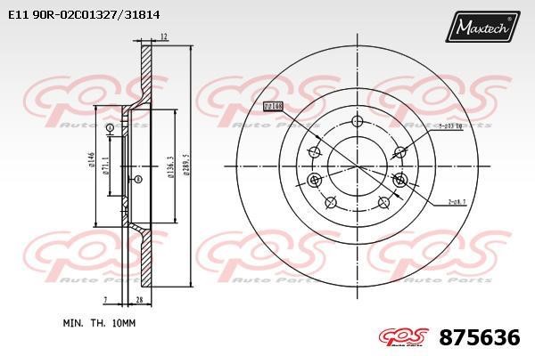MaxTech 875636.0000 Rear brake disc, non-ventilated 8756360000: Buy near me in Poland at 2407.PL - Good price!