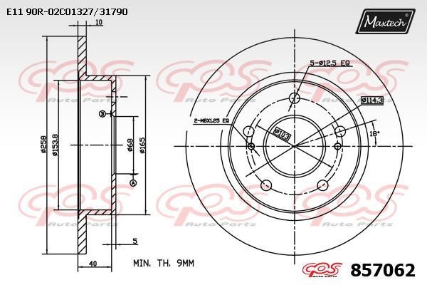 MaxTech 857062.0000 Rear brake disc, non-ventilated 8570620000: Buy near me in Poland at 2407.PL - Good price!