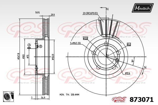 MaxTech 873071.0060 Wentylowana przednia tarcza hamulcowa 8730710060: Dobra cena w Polsce na 2407.PL - Kup Teraz!