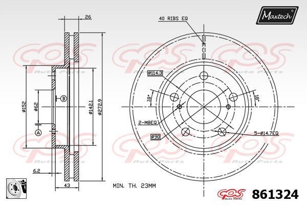 MaxTech 861324.0080 Wentylowana przednia tarcza hamulcowa 8613240080: Dobra cena w Polsce na 2407.PL - Kup Teraz!