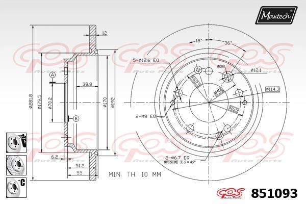 MaxTech 851093.6980 Диск тормозной 8510936980: Отличная цена - Купить в Польше на 2407.PL!