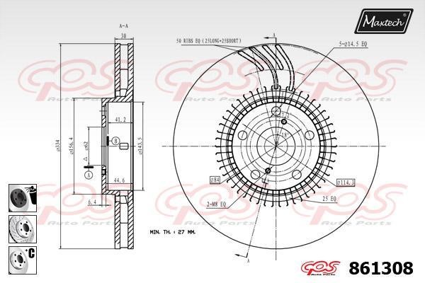 MaxTech 861308.6260 Front brake disc ventilated 8613086260: Buy near me in Poland at 2407.PL - Good price!