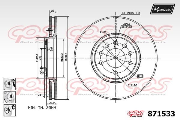 MaxTech 871533.6980 Innenbelüftete Bremsscheibe vorne 8715336980: Kaufen Sie zu einem guten Preis in Polen bei 2407.PL!