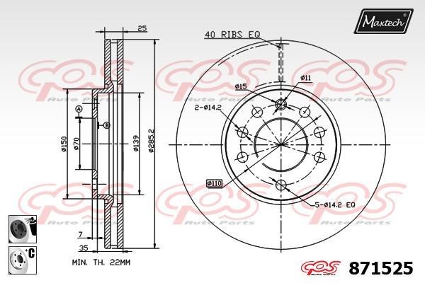 MaxTech 871525.6060 Wentylowana przednia tarcza hamulcowa 8715256060: Dobra cena w Polsce na 2407.PL - Kup Teraz!