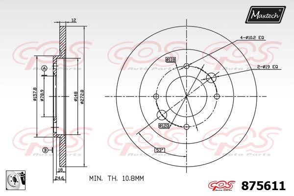 MaxTech 875611.0080 Rear brake disc, non-ventilated 8756110080: Buy near me in Poland at 2407.PL - Good price!