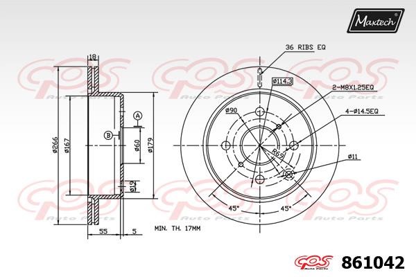 MaxTech 861042.0000 Front brake disc ventilated 8610420000: Buy near me in Poland at 2407.PL - Good price!