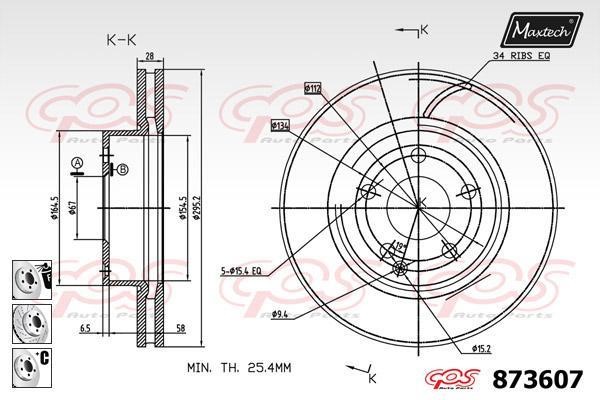 MaxTech 873607.6880 Тормозной диск передний вентилируемый 8736076880: Отличная цена - Купить в Польше на 2407.PL!