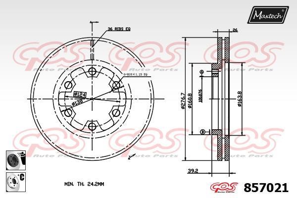 MaxTech 857021.6060 Front brake disc ventilated 8570216060: Buy near me in Poland at 2407.PL - Good price!