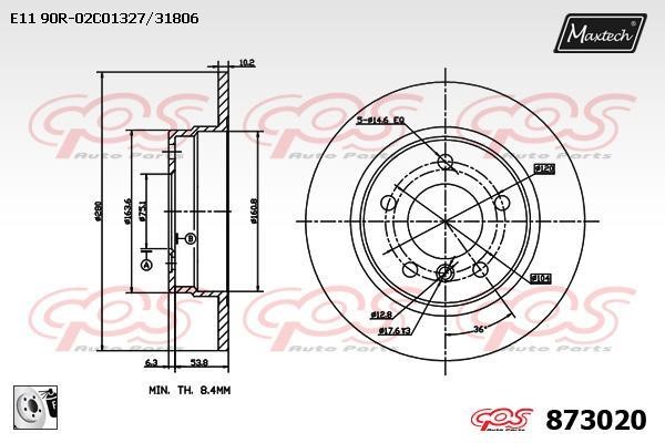 MaxTech 873020.0080 Rear brake disc, non-ventilated 8730200080: Buy near me in Poland at 2407.PL - Good price!