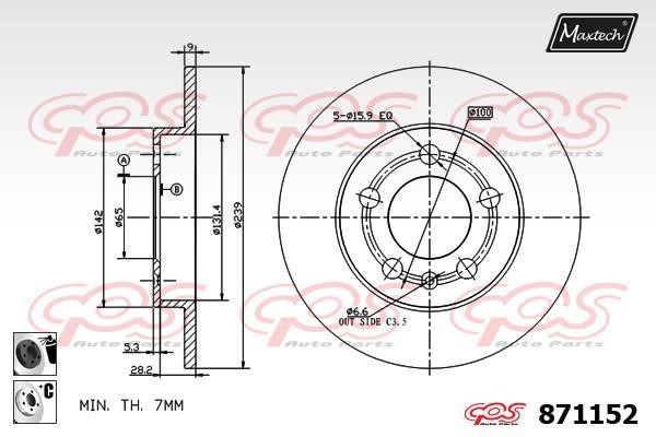 MaxTech 871152.6060 Диск гальмівний задній невентильований 8711526060: Приваблива ціна - Купити у Польщі на 2407.PL!